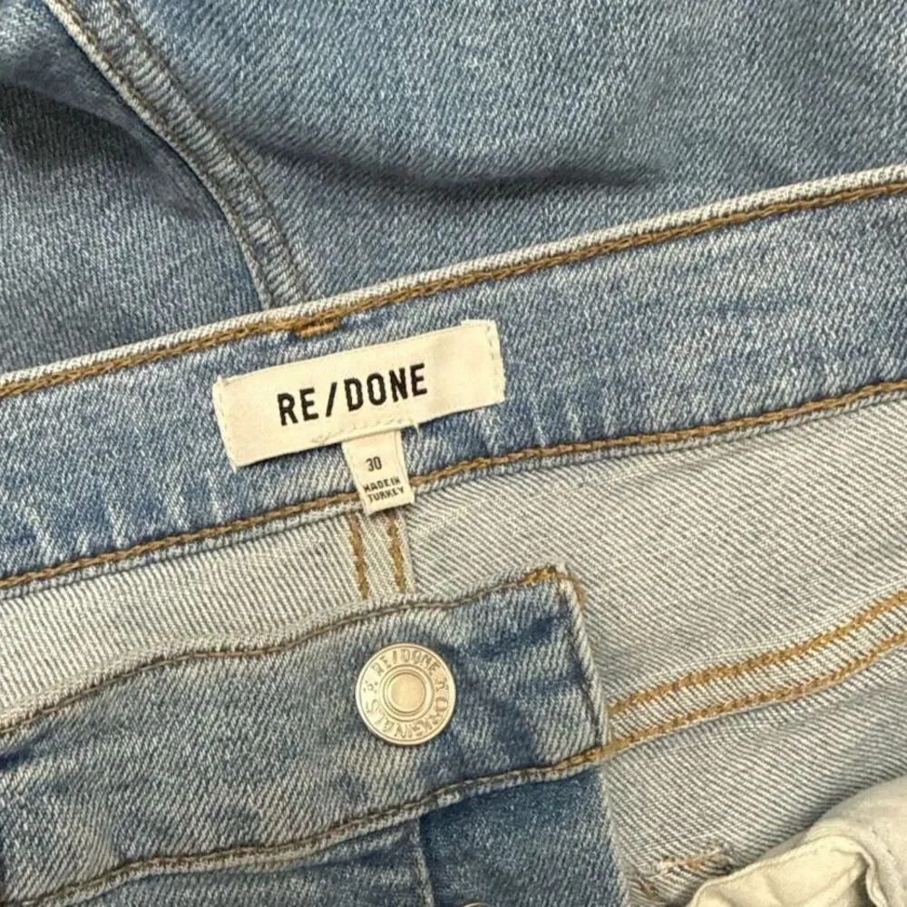 RE/DONE 90's High Rise Ankle Crop in 60s Fade with destroy Size: 30